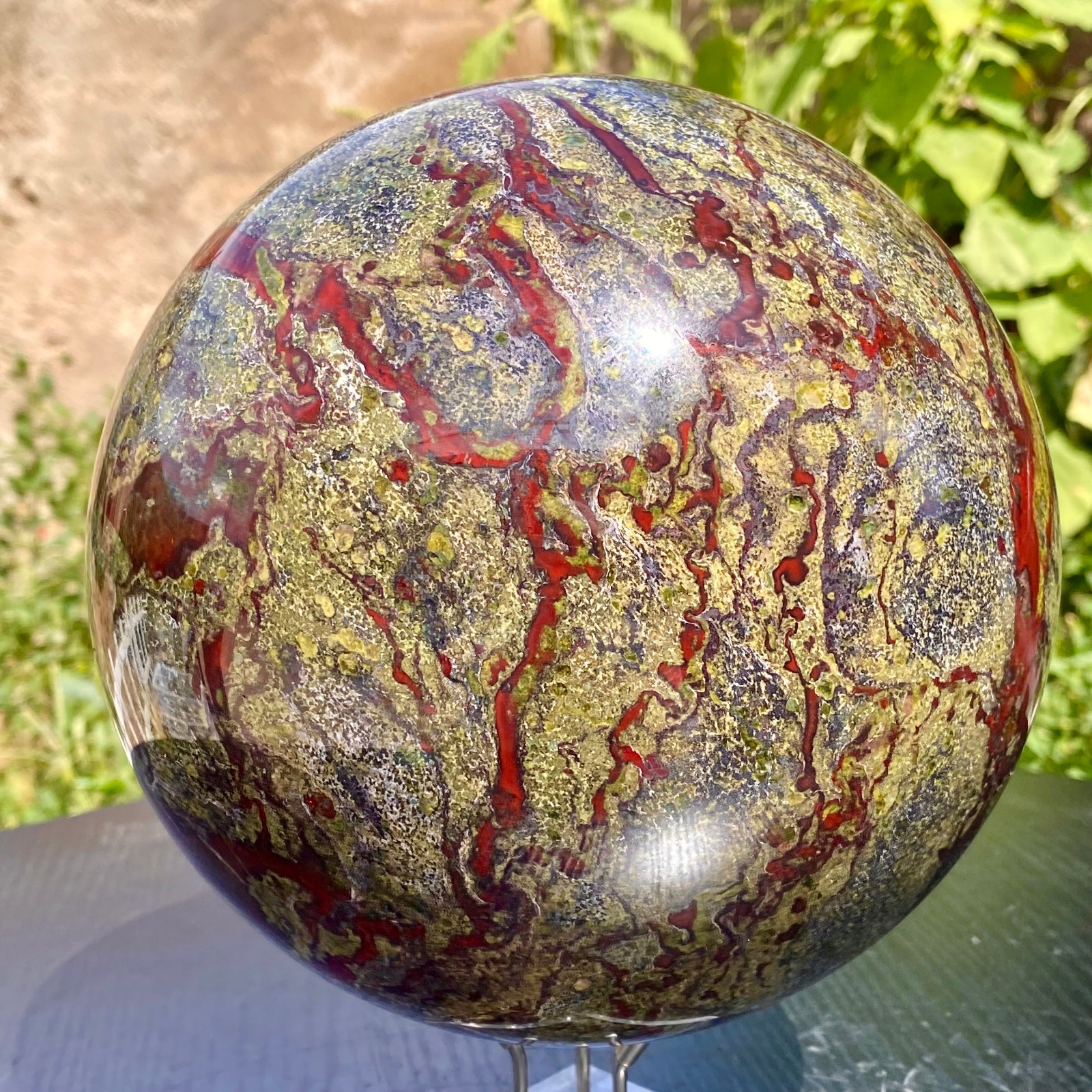 21.9LB  Natural Dragon Blood Jasper Sphere Polished Crystal Ball Healing Stone H