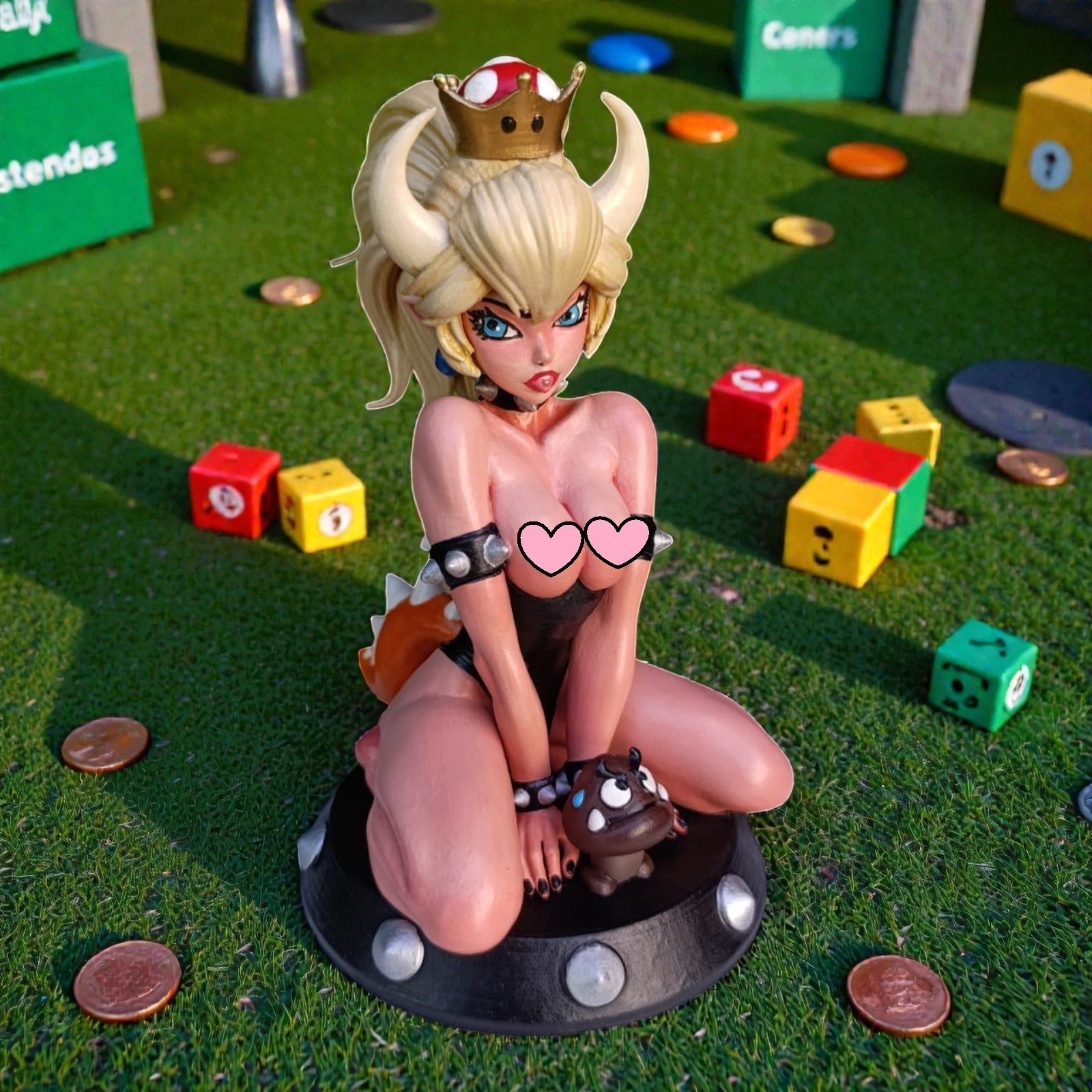Bowsette Fanart Video Game Figure Airbrush Painted 20cm Adult Collectible Model