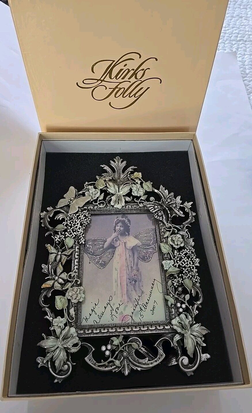 NIB Vintage KIRKS FOLLY 15th Anniversary BUTTERFLY KISSES Picture Frame