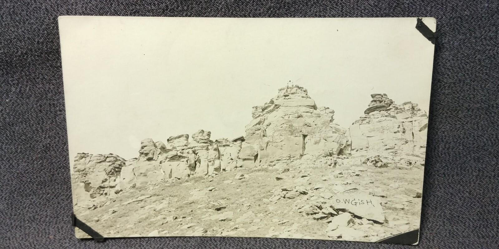 1910s Kansas Limestone Rock OW Gish Unknown RPPC Real Photo Antique Postcard Y12