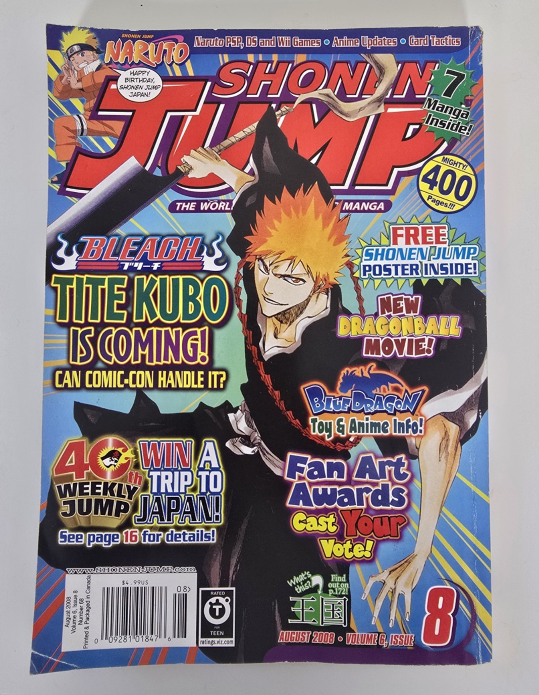 Shonen Jump Bleach Magazine August 2008 Volume 6 Issue 8 68 Manga Anime