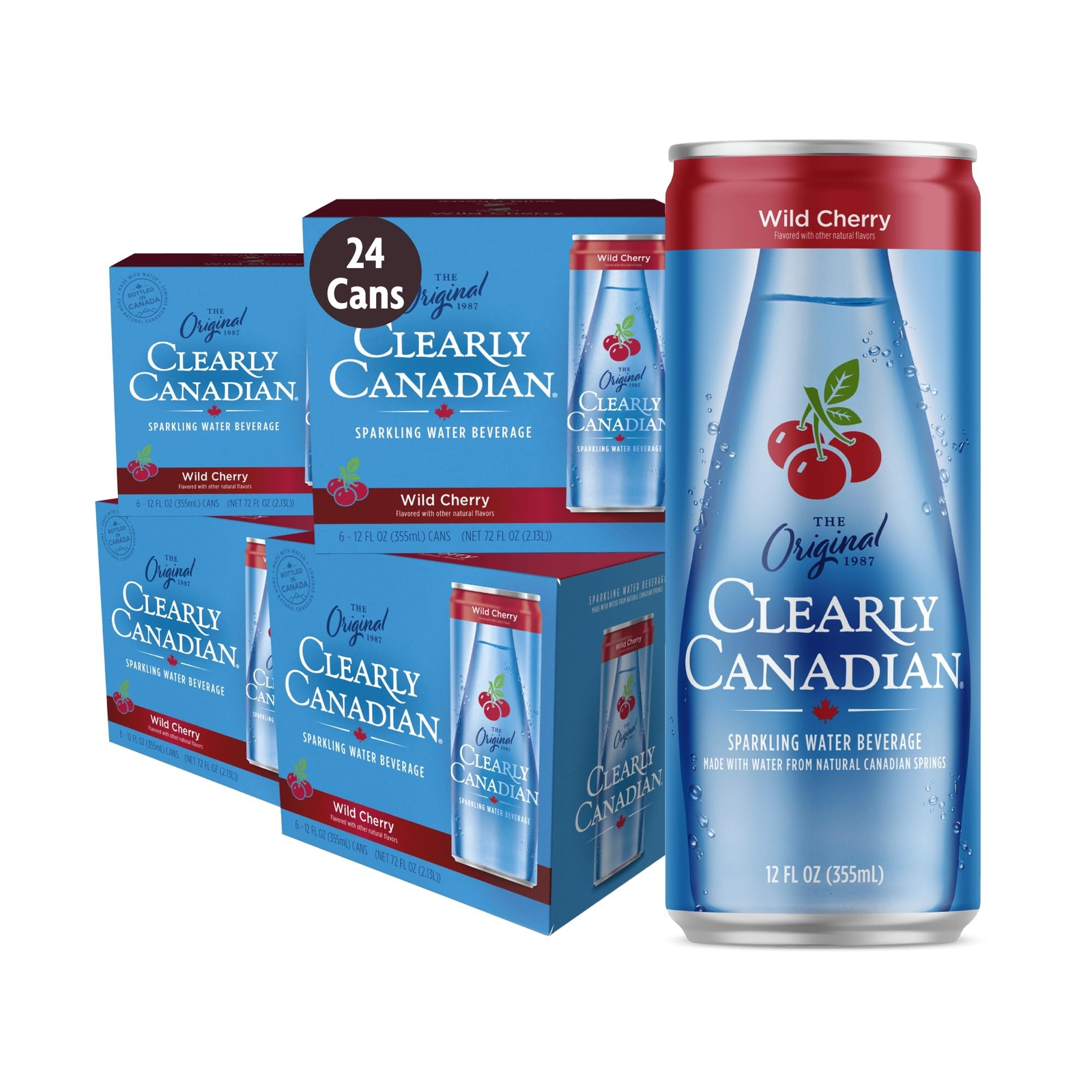 Clearly Canadian Wild Cherry Sparkling Spring Water Beverage, Natural & Carbo... Clearly Canadian Wild Cherry Sparkling Spring Water Beverage, Natural & Carbo...