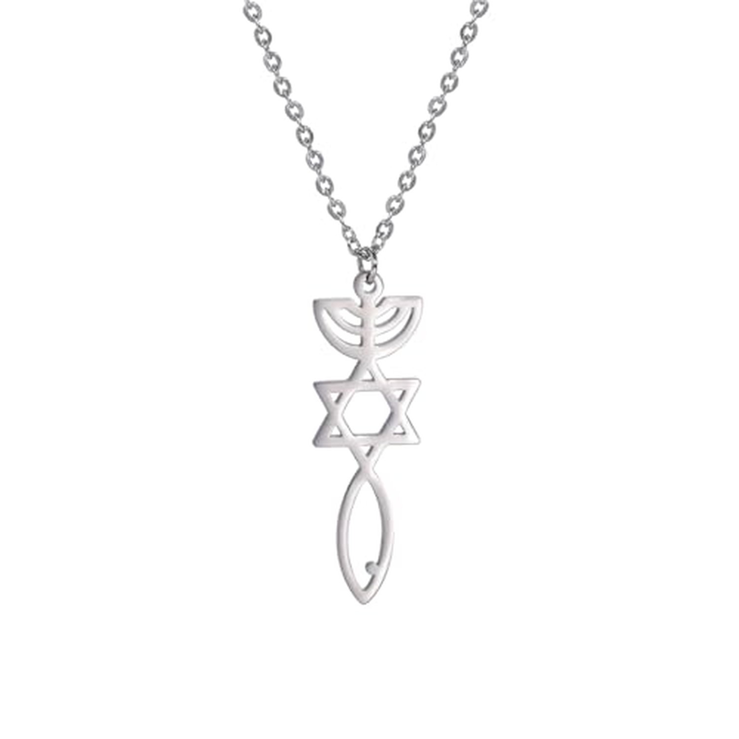 VASSAGO Stainless Steel Messianic Seal Necklace Jesus Fish Ichthys Pendant VASSAGO Stainless Steel Messianic Seal Necklace Jesus Fish Ichthys Pendant