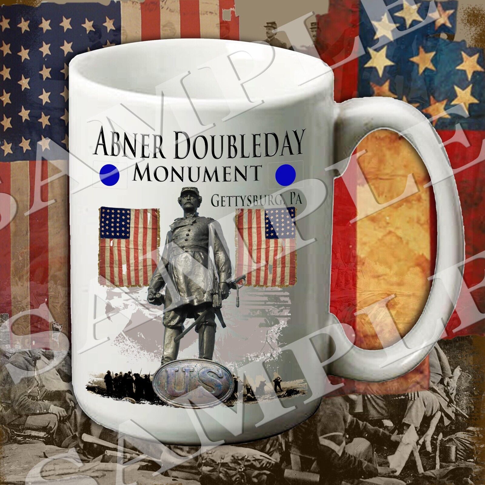 Abner Doubleday Monument 15-ounce American Civil War themed coffee mug
