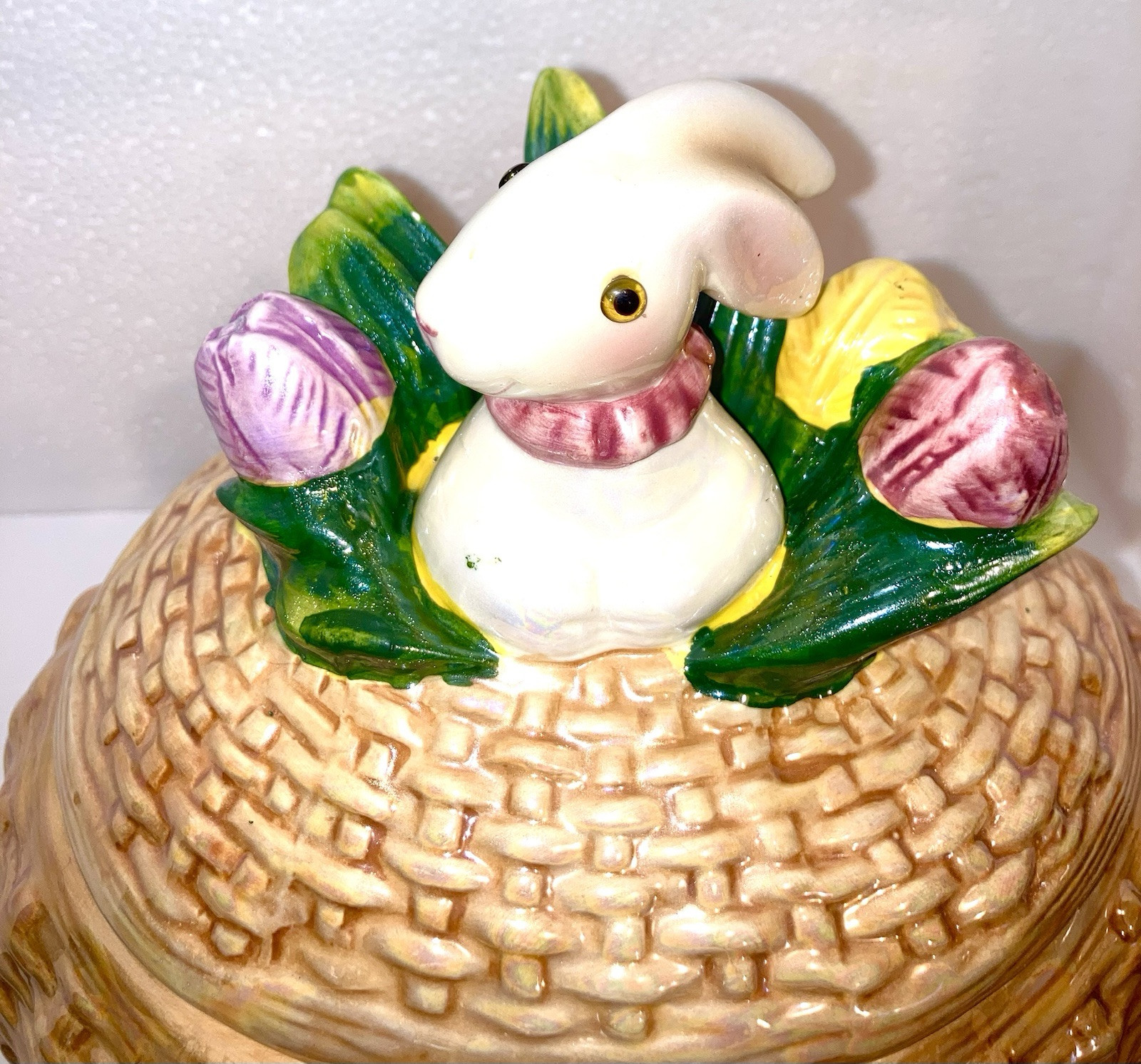 Easter Egg Fine China Pastel  7 inches   charming bunny and tulip design