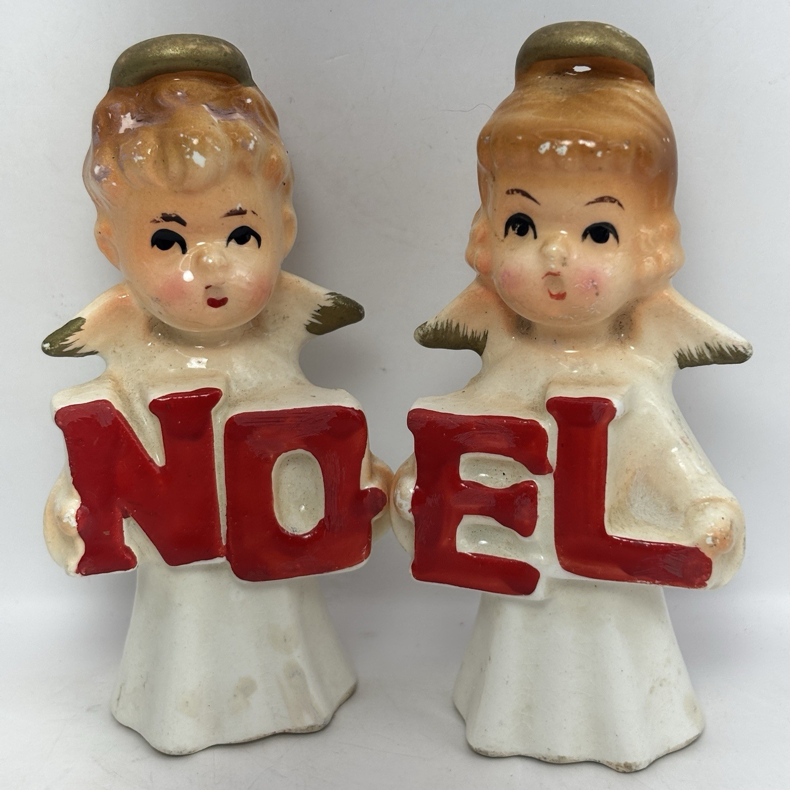Vintage Christmas Brinn Noel Angel Salt & Pepper Shakers Figurines Japan READ
