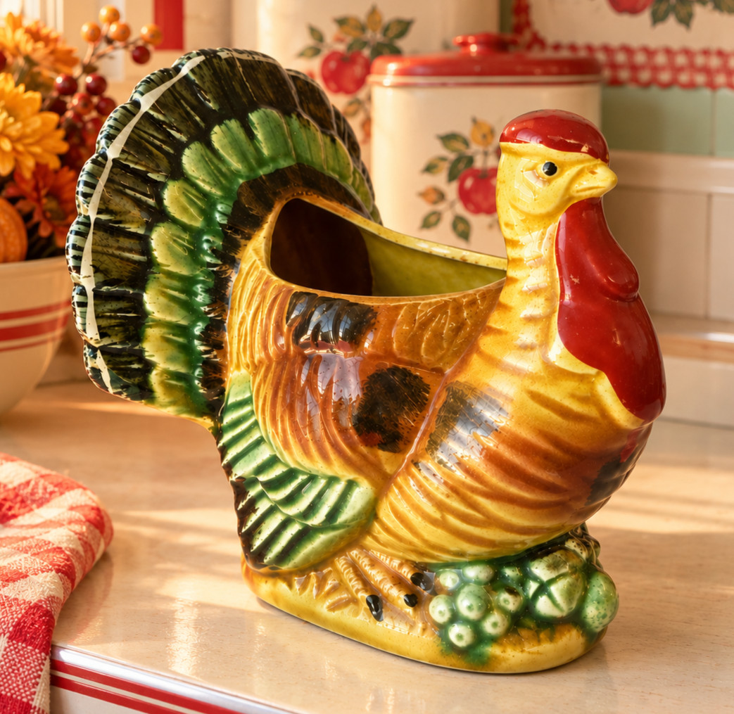 Vintage Rubens Originals Turkey Planter 6144 Japan Thanksgiving Ceramic MCM
