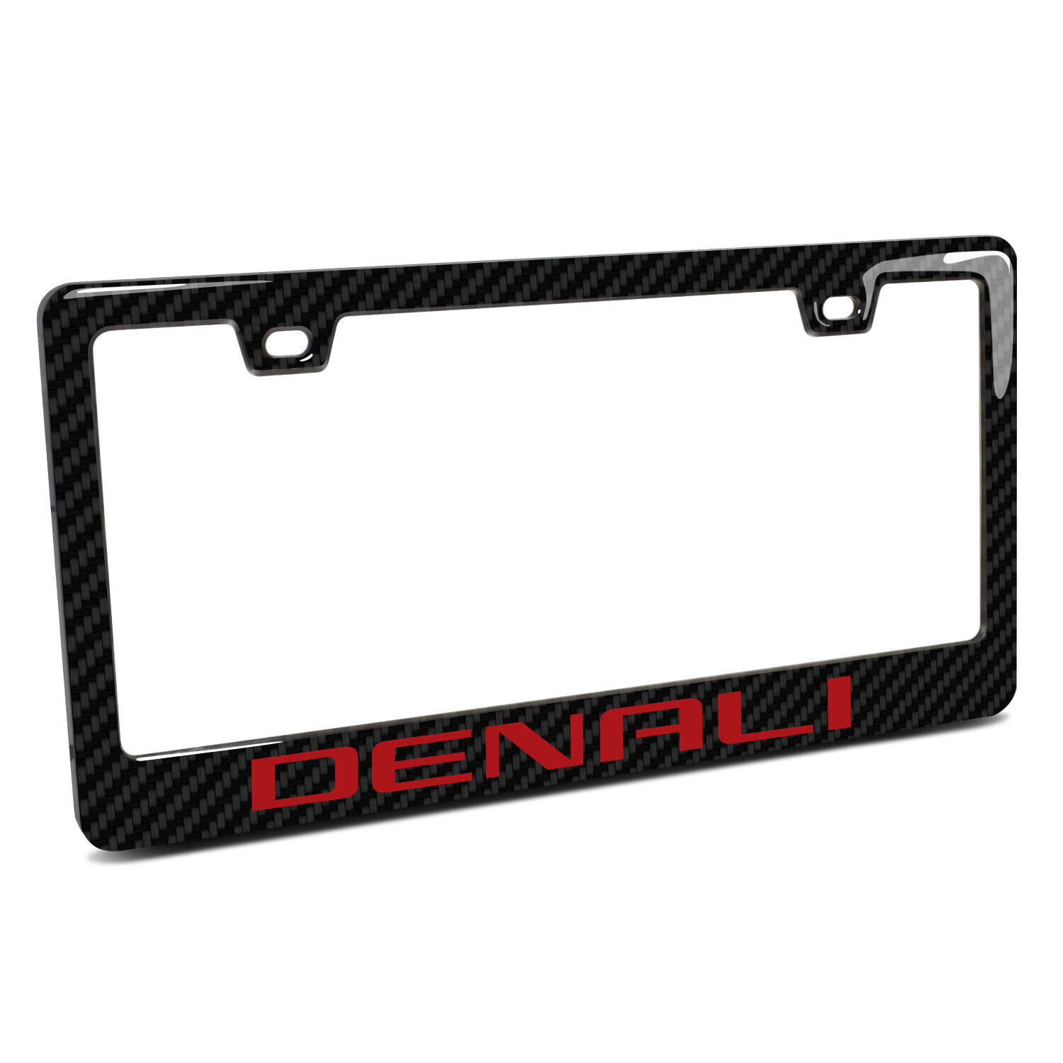 GMC Denali in Red in 3D Real Carbon Fiber Finish ABS Plastic License Plate Frame