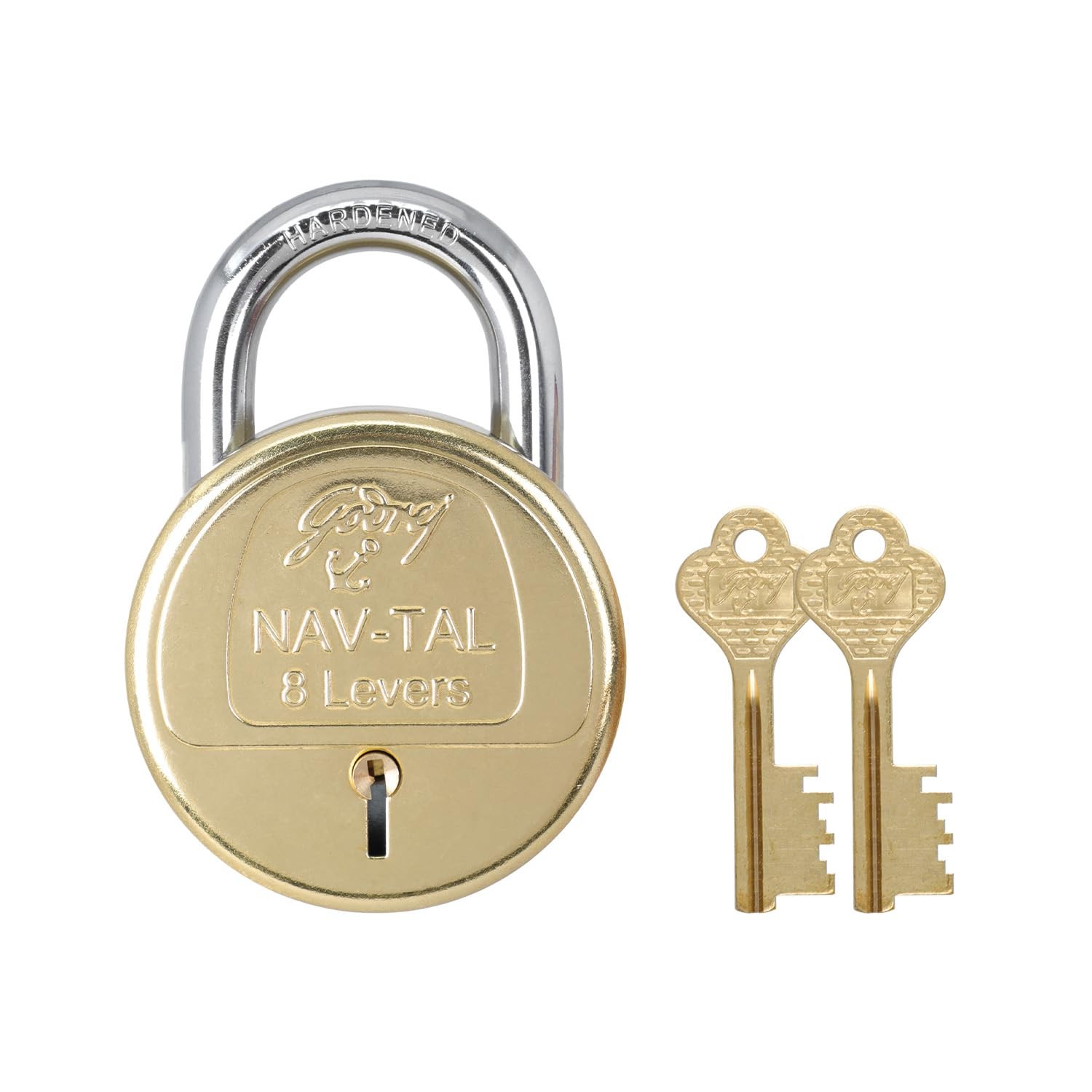 Godrej Navtal 85mm Padlock | 8 Lever | 2 Keys | Brass Finish Corrosion Resistant