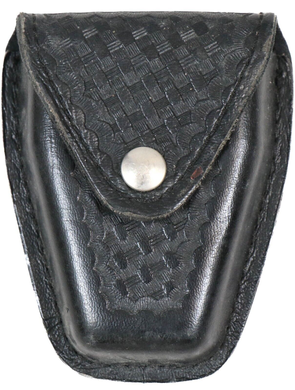 Safariland 190-4 Black Basketweave Leather Snap Top Flap Chain Handcuff Pouch