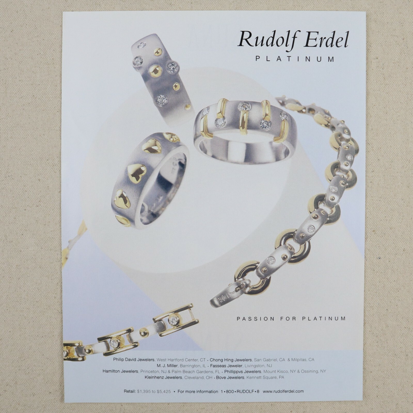 Vintage Rudolf Erdel Print Ad 1997 Paper Magazine Clipping Passion For Platinum