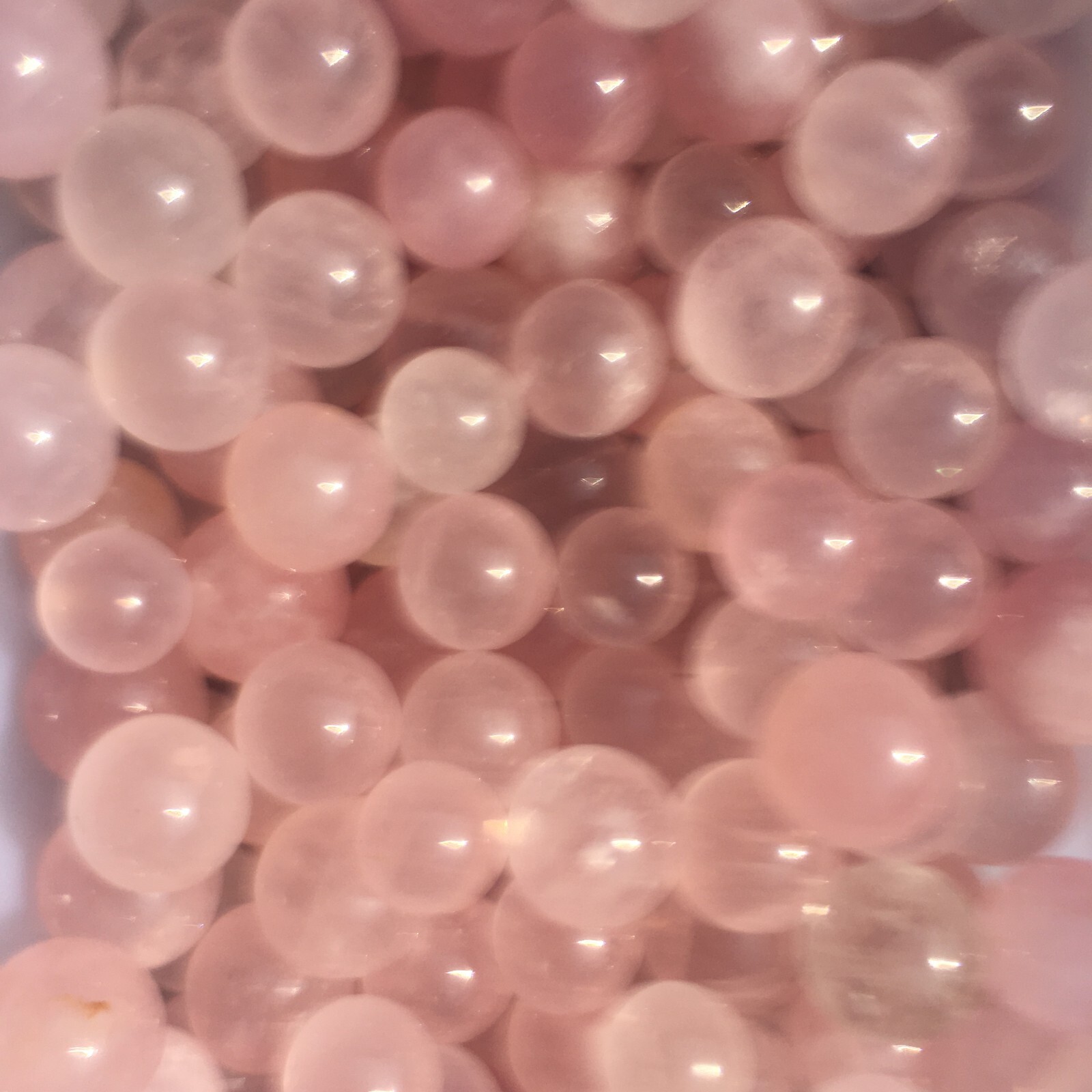 30pc Natural pink crystal Quartz hand Carved ball crystal Reiki healing