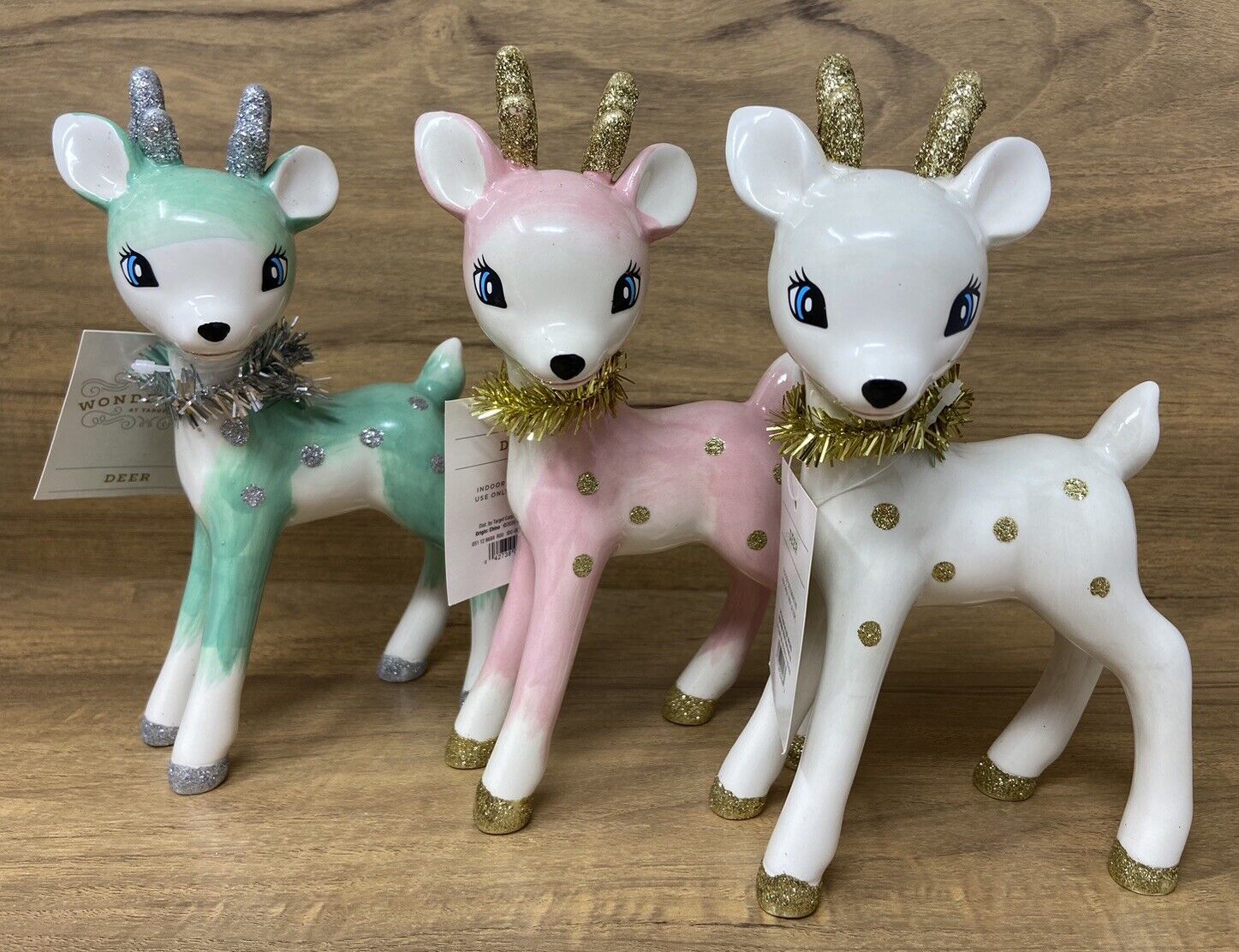 Retro Ceramic Standing -Pink White Mint - Reindeer Deer -Wondershop - 2020 2021
