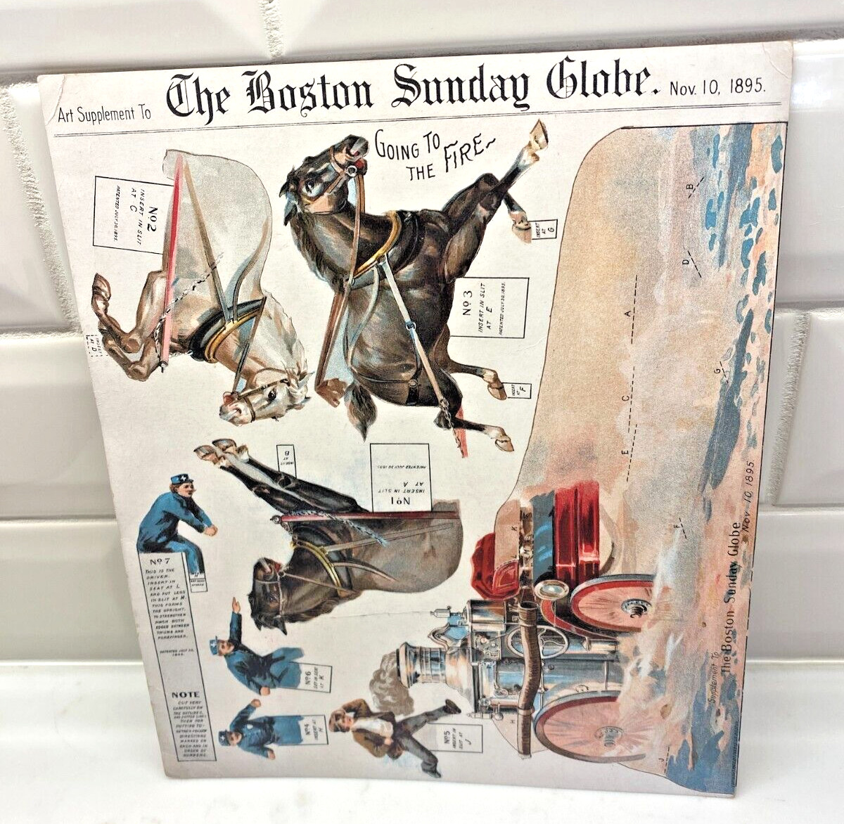 UNCUT 1895 Boston Sunday Globe Art Supplement \
