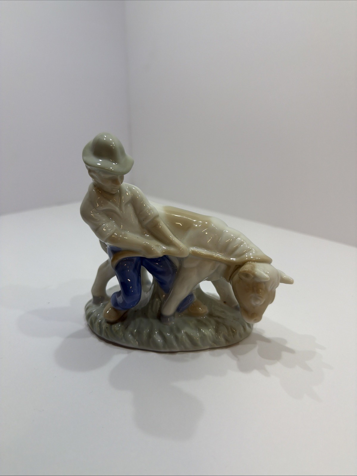 Vintage Porcelain Figurine Man with Ox or Bull Japan Hand Painted EUC Vintage Porcelain Figurine Man with Ox or Bull Japan Hand Painted EUC