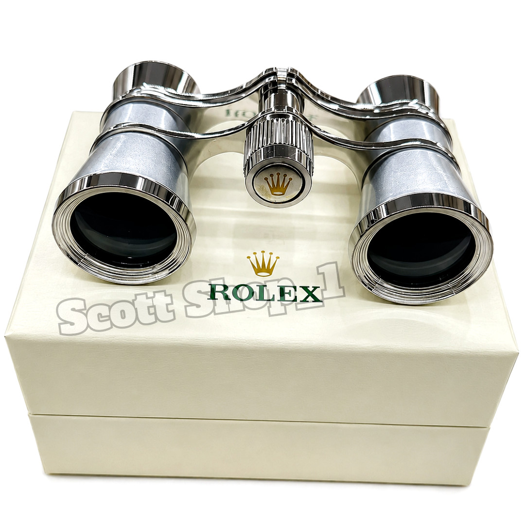 ROLEX Silver Opera Glasses Binoculars VIP Gift w/ Box Rare Luxury Collectible