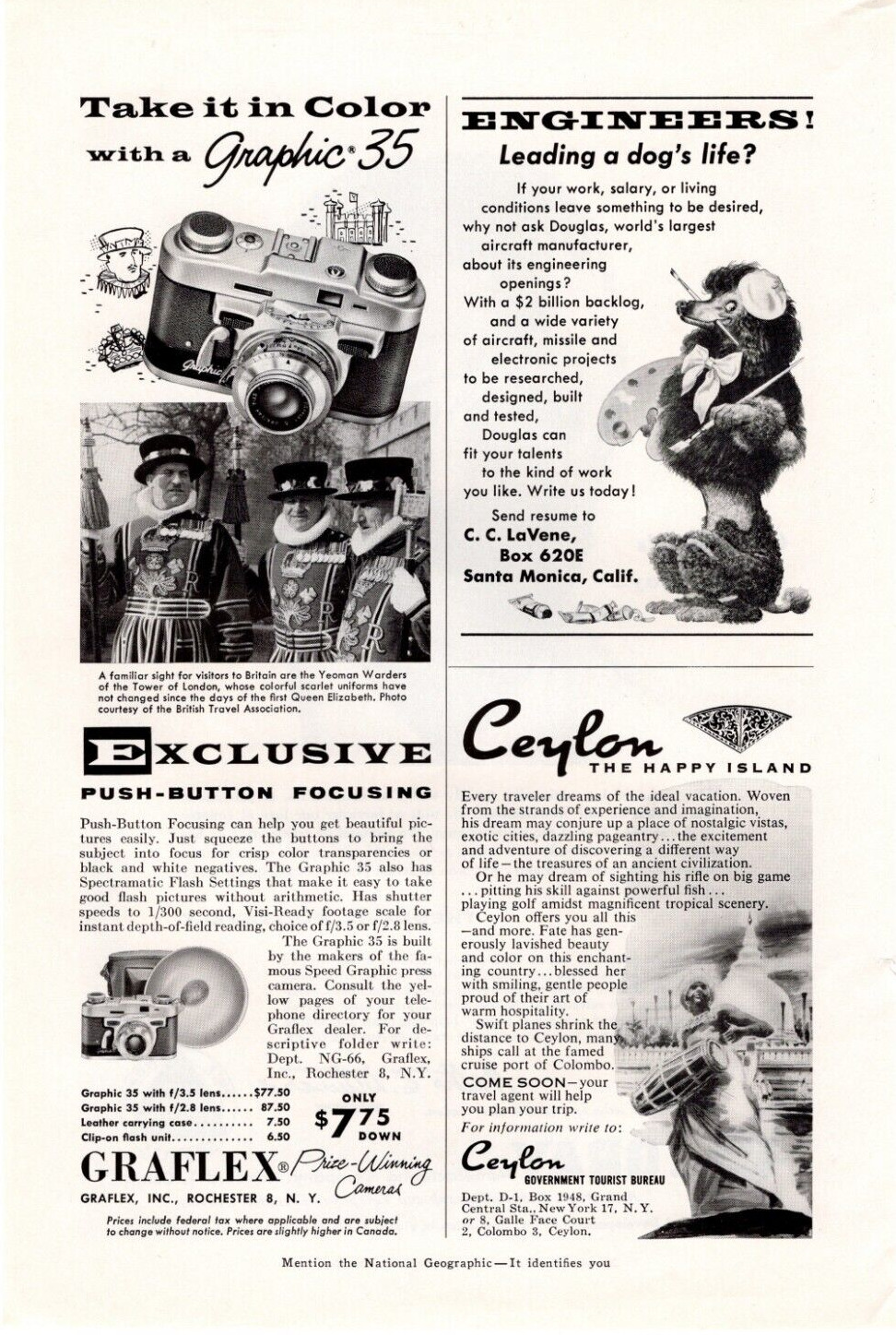 GRAFLEX Camera Company 1956 Half Page Magazine Print Advertising