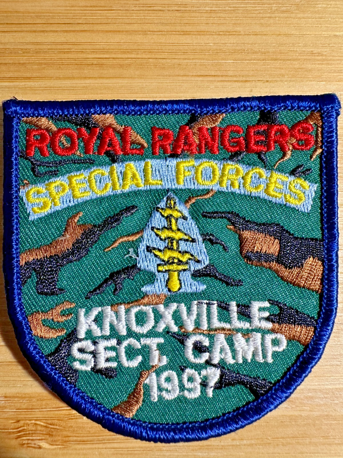1997 Royal Rangers Special Forces Knoxville Sect. Camp Camo Patch Shield Patch