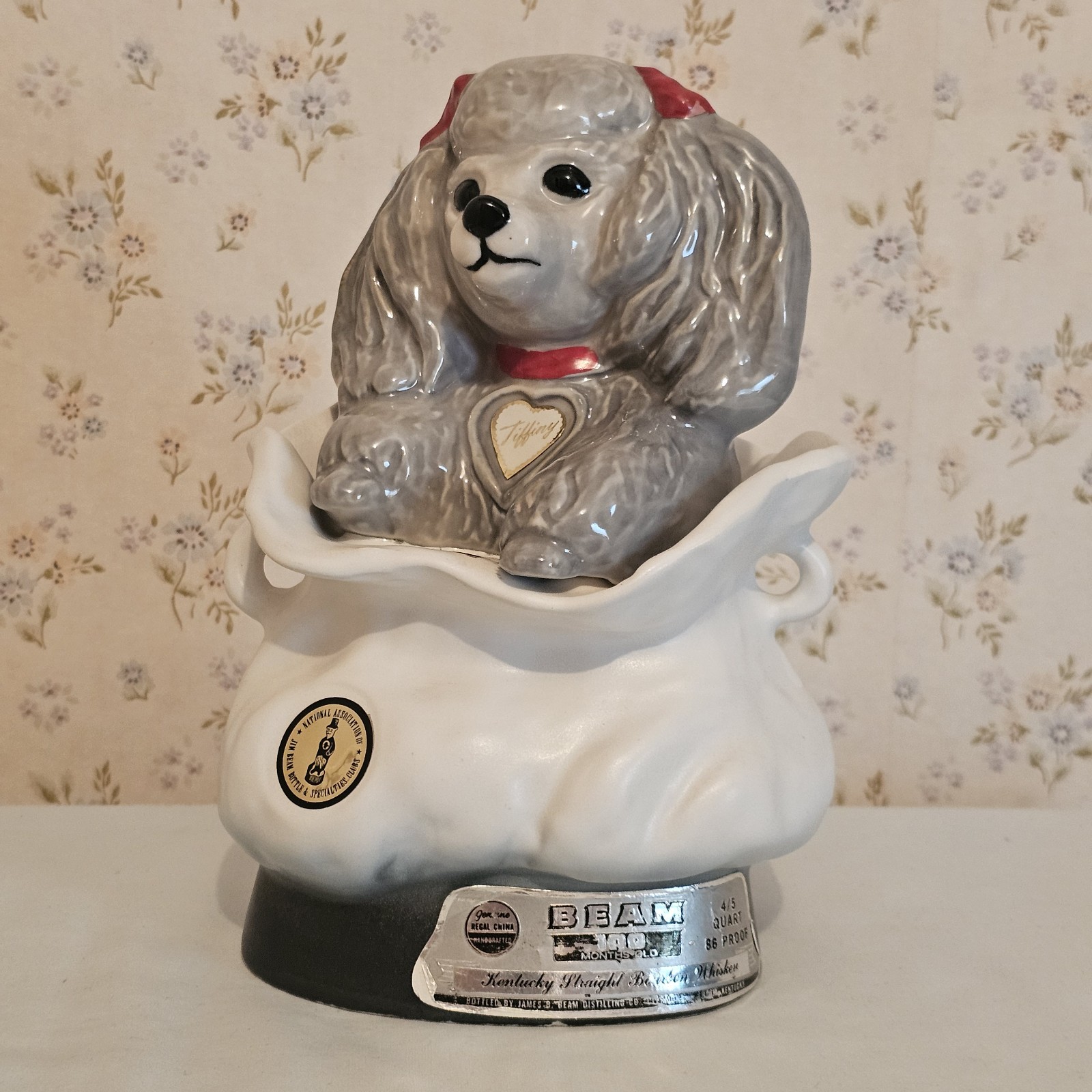 Vintage 1972 Jim Beam Poodle Decanter Tiffany Regal China Porcelain Empty Bottle