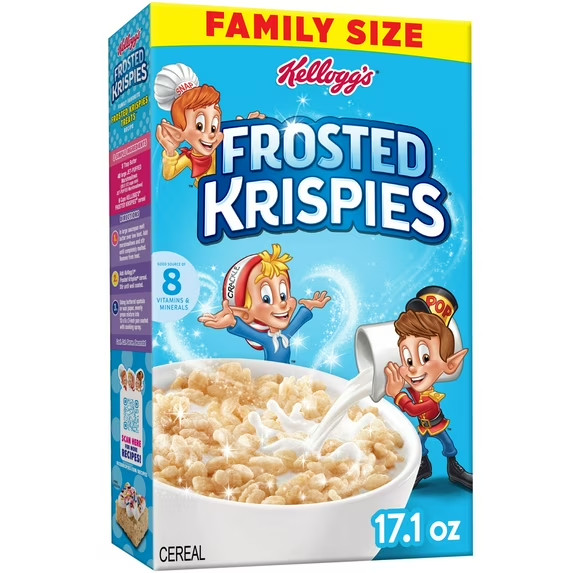 Kellogg's Frosted Krispies Frosted Flavor Breakfast Cereal, Kids Snacks, Family 