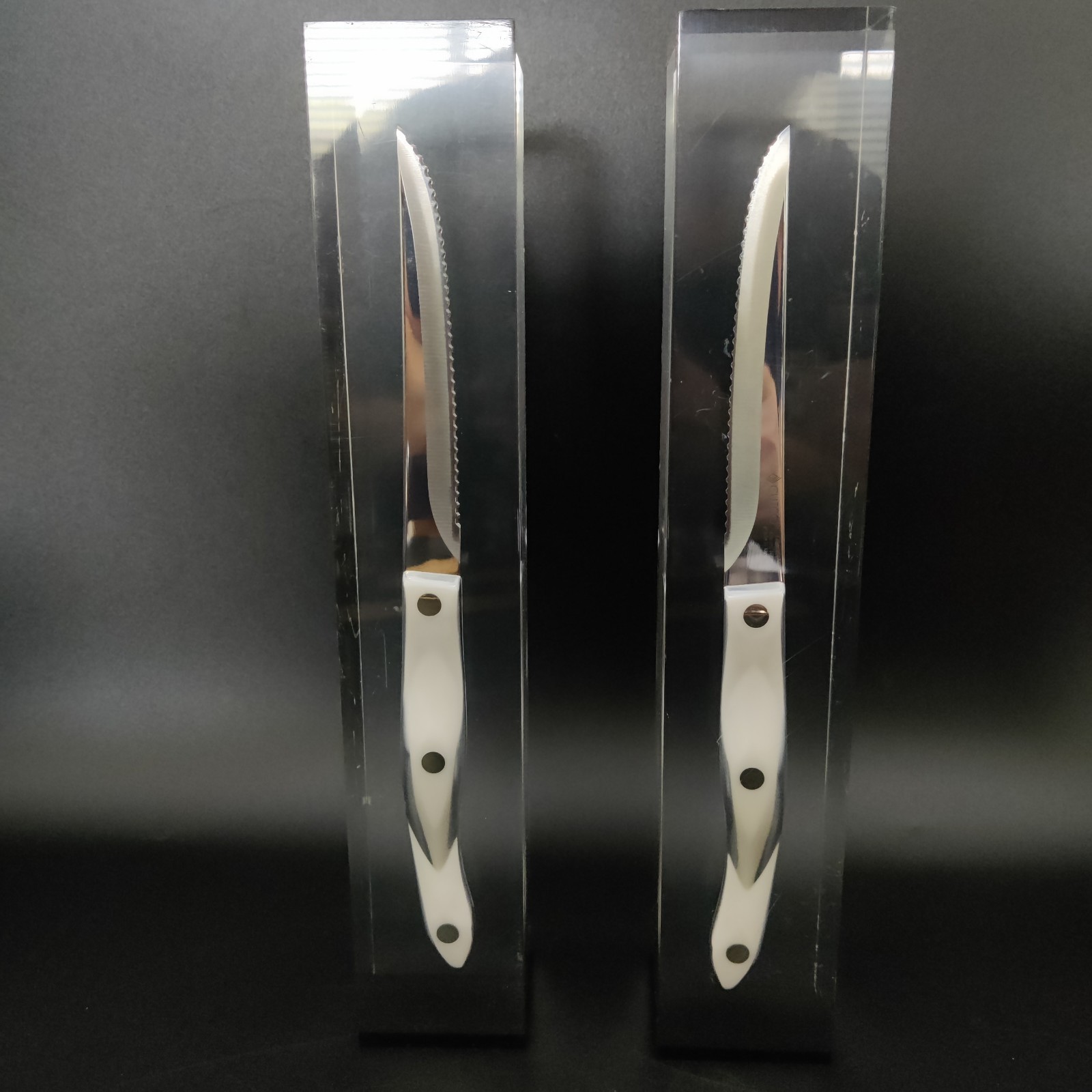 2 Rare Cutco Knife Award or Display 1721 KH Paperweight Kitchen Decor AS IS READ