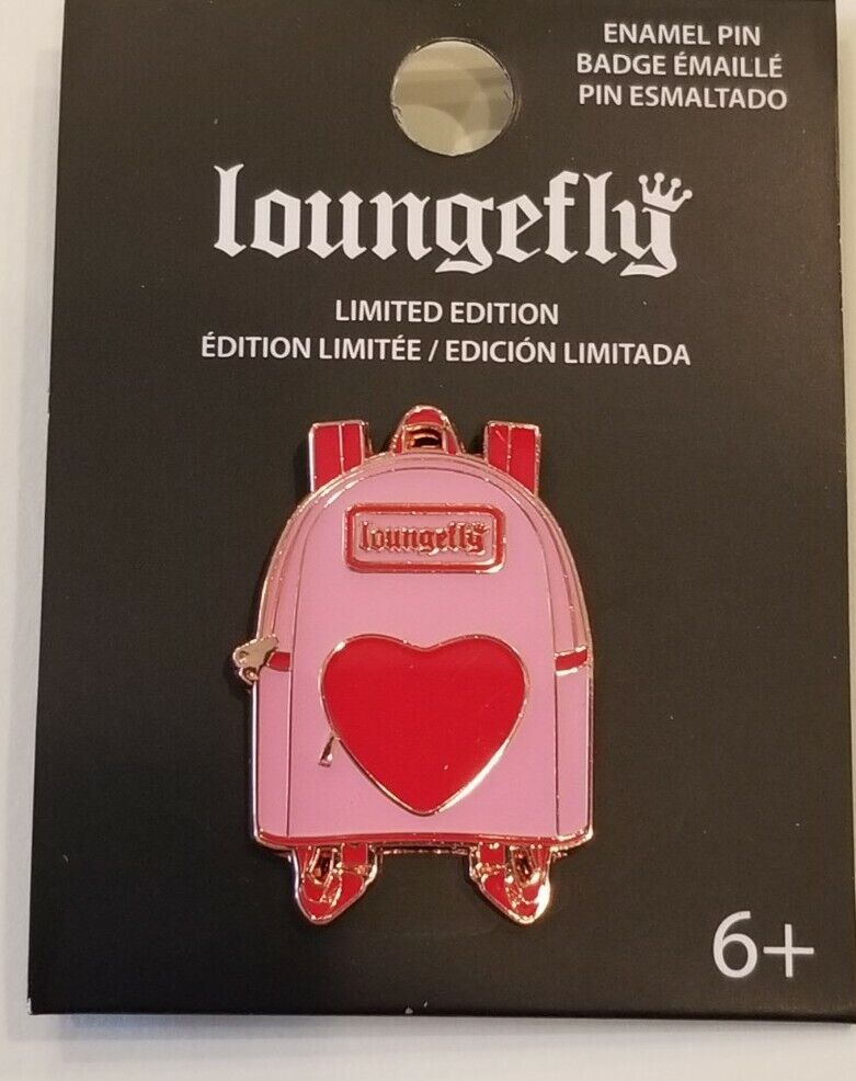 Loungefly Valentine’s Day Pink Mini Backpack Heart Enamel Pin NEW