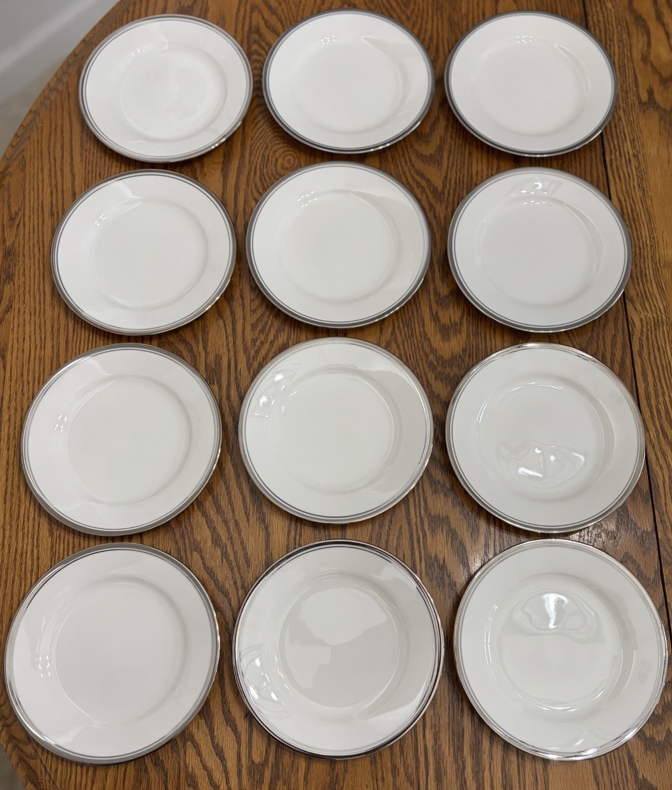 Noritake Countess 7223 Salad Plates Set 12 Ivory China Japan Platinum Trim MINT