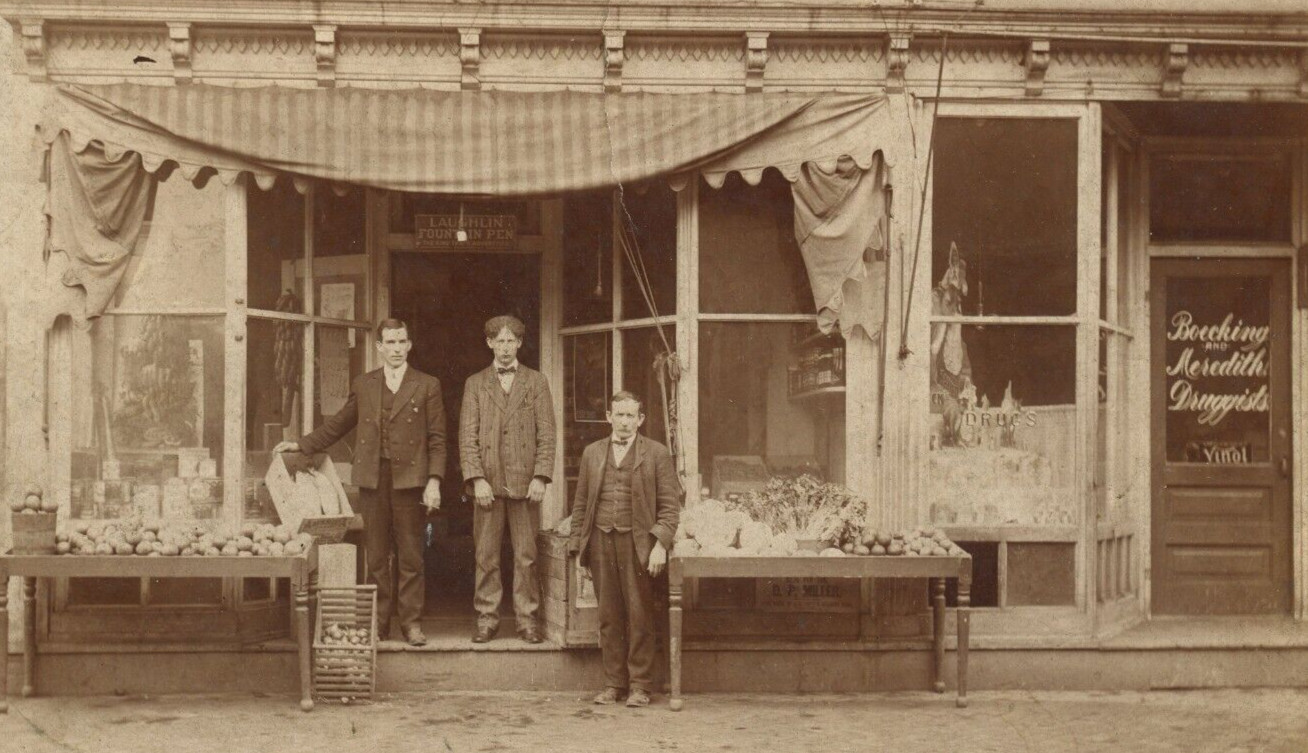 C.1910 ALTOONA, PA GROCERS, BOECKING & MEREDITH DRUGGISTS LAUGHLIN PENS PHOTO F2