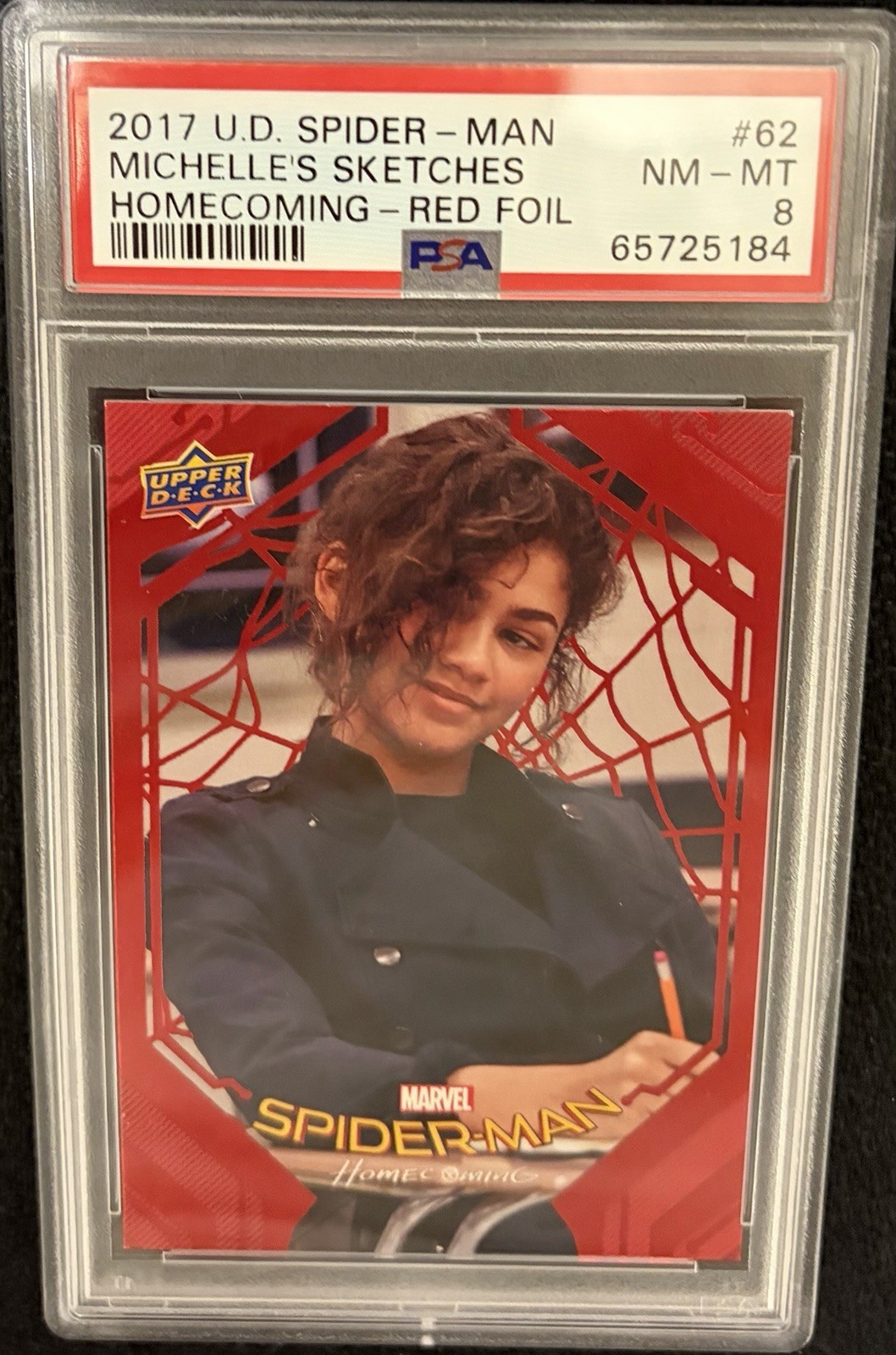 2017 Marvel Spider-Man Homecoming #62 Sketches Red Foil /199 MJ Zendaya RC PSA 8