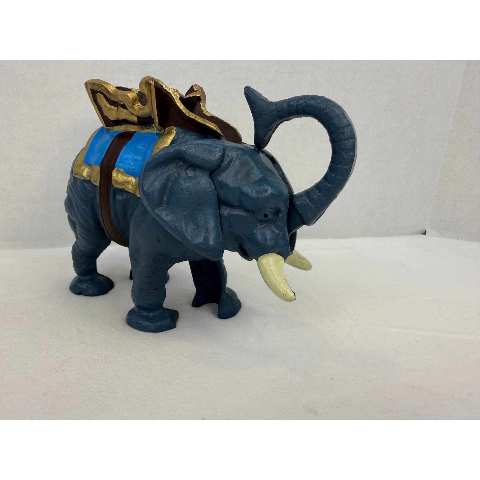 Cast Iron Die Cast Metal Circus Elephant Vintage Mechanical Coin Bank Works