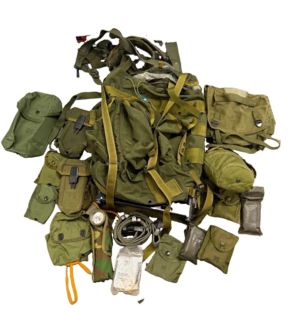 80s vtg Cold War era US Military Rucksack w/ Metal Frame US Pouches Accessories 80s vtg Cold War era US Military Rucksack w/ Metal Frame US Pouches Accessories