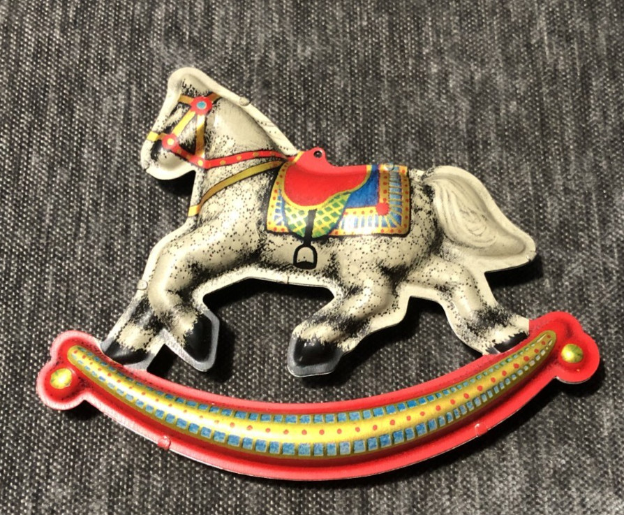 Vintage 1983 Hallmark Tin rocking horse Christmas ornament