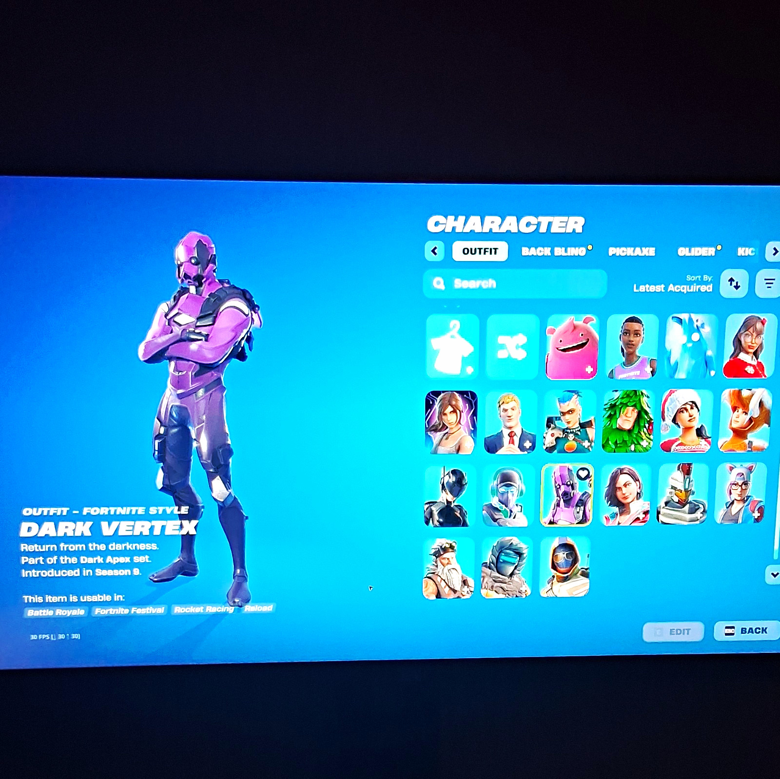 Fortnite Season 9 Dark Vertex Outfit + Dark Deflector Back Bling