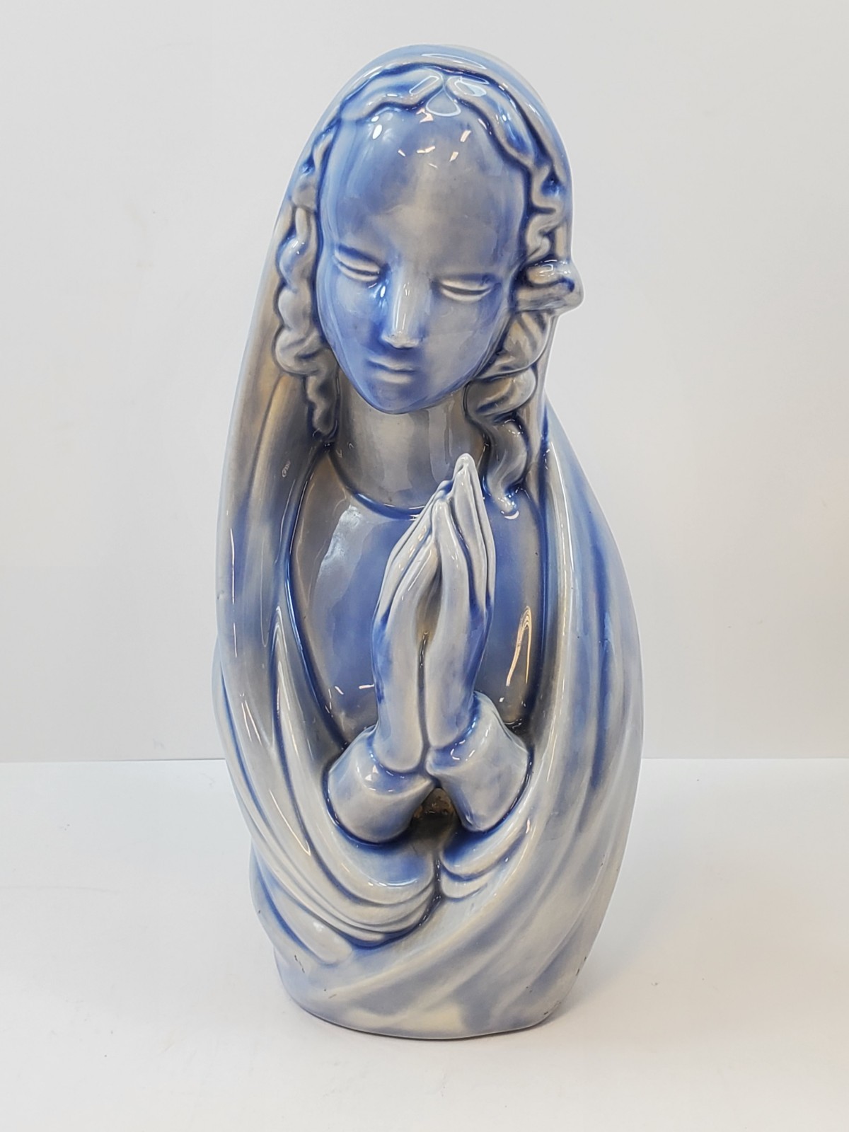 Vintage Virgin Mary Praying Figurine Mother Mary Religious Blue 10