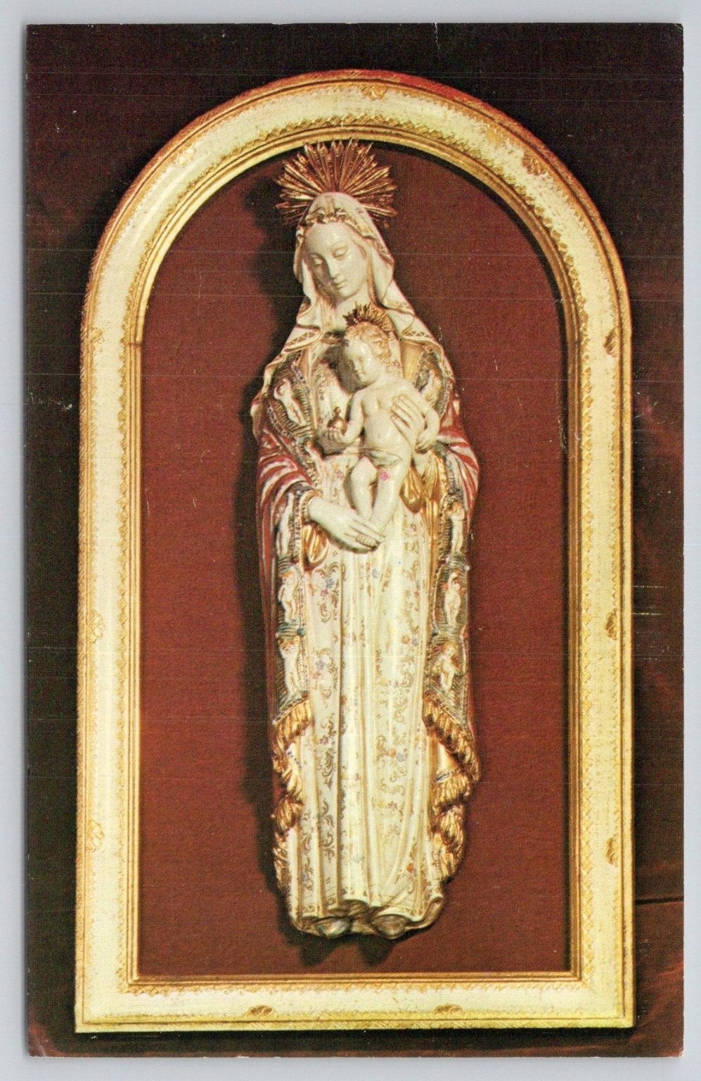 Madonna & Child Statue Postcard 1968 E. Pattarino Florence Art Spokane WA