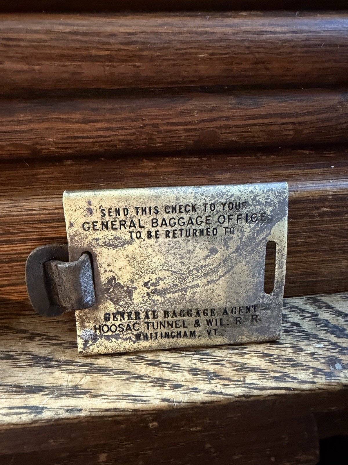 Antique Hoosac Tunnel & W. R.R. Wilmington RAILROAD Readsboro Vt. baggage tag