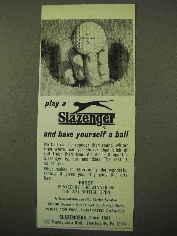 1971 Slazenger Golf Ball Ad - Have Yourself a Ball
