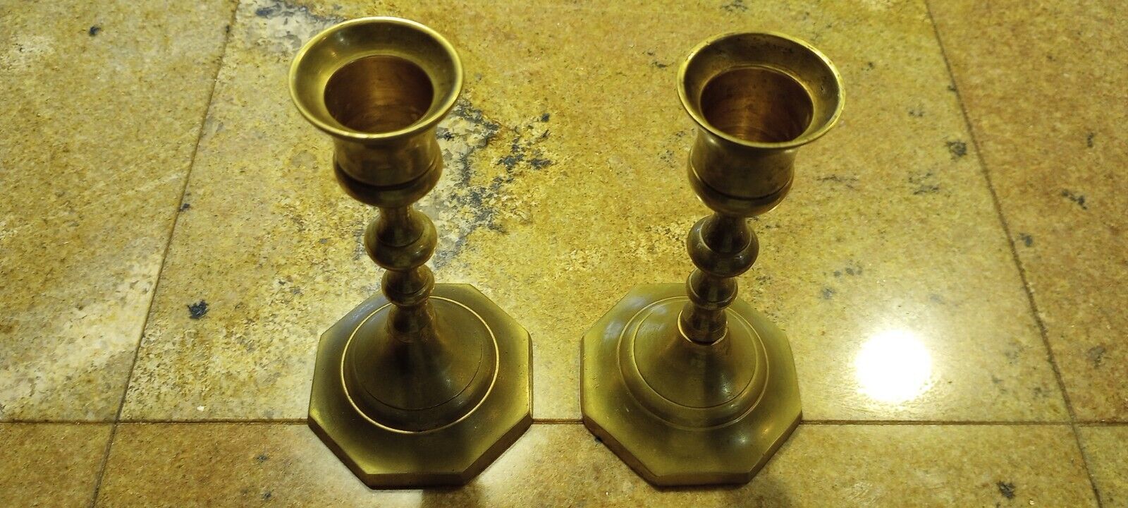 Vintage Pair of Solid Brass Taper Candle Holders, Made In India 