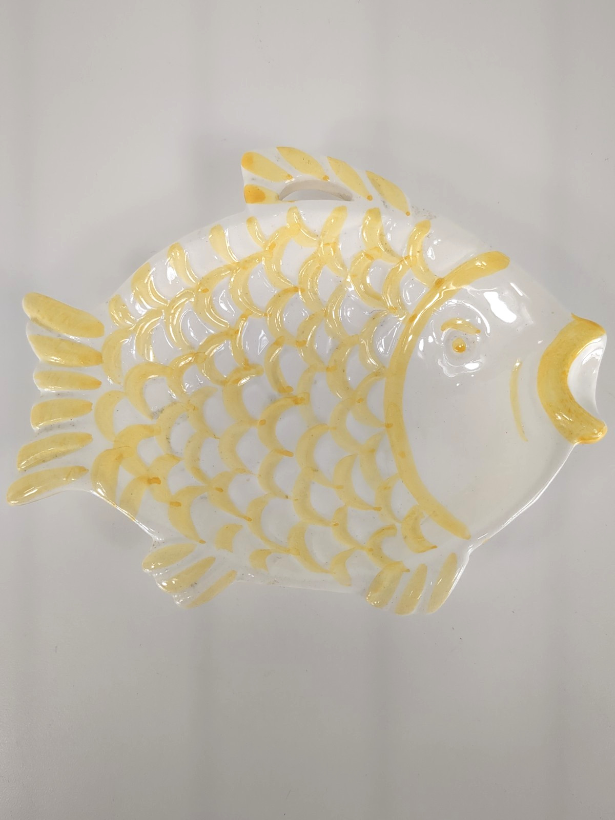 Vintage Italian Ceramic Fish Dish Ravello Italy Yellow 