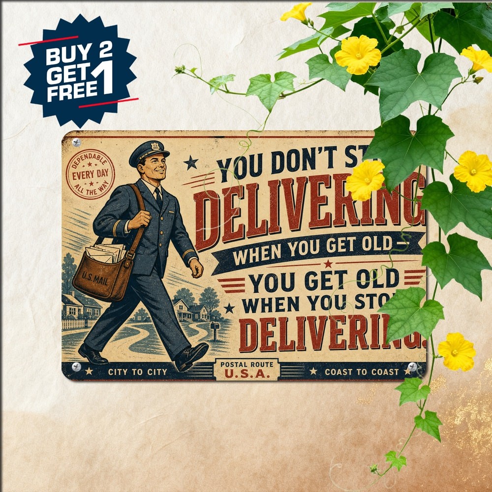 Funny Mailman Retirement Quote Tin Sign Retro Post Office Mail Carrier Plaque