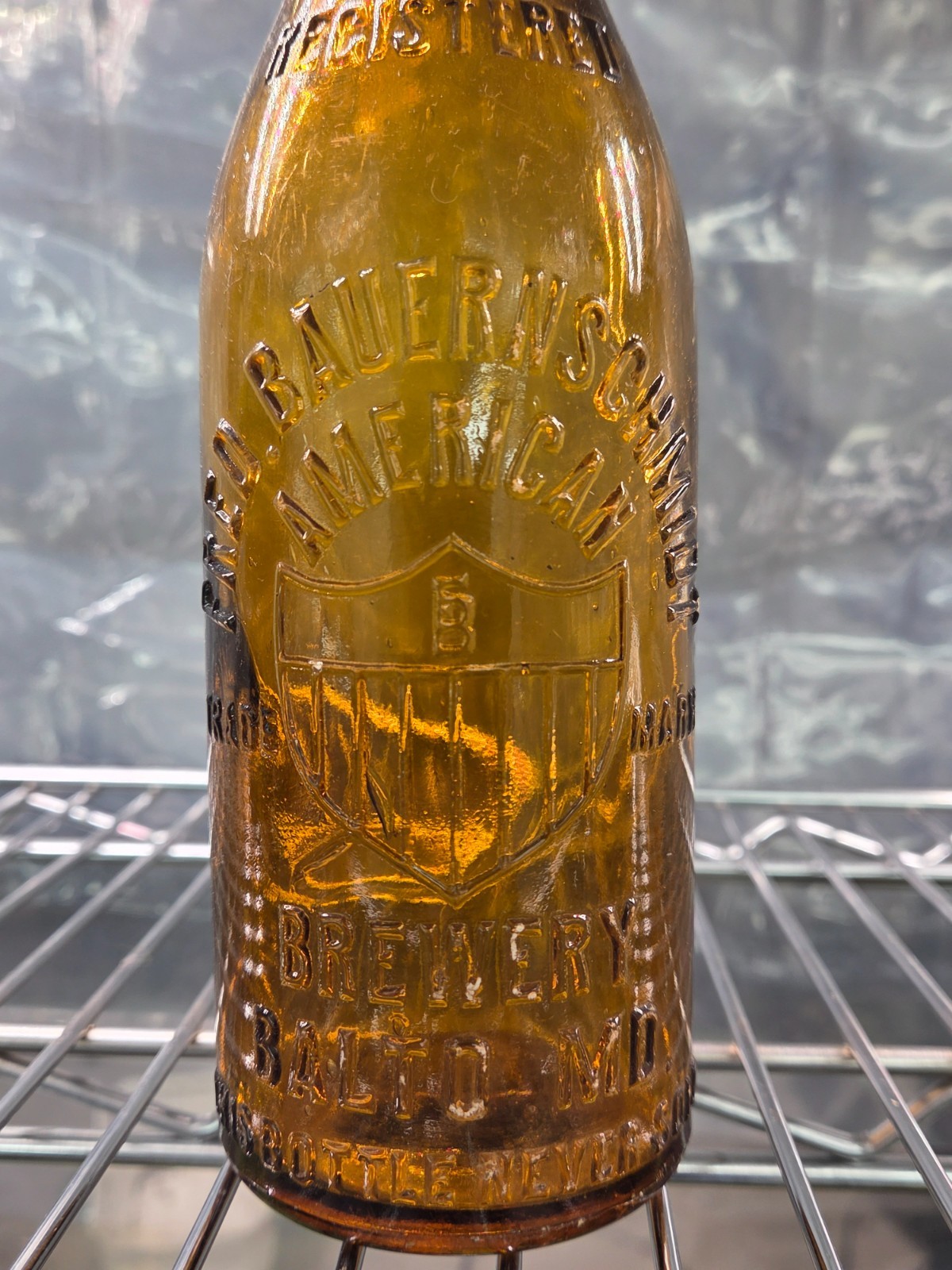 Yellow Amber Blob Top Fred Bauernschmidt Baltimore Beer Bottle