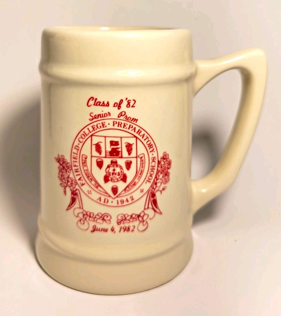 Vtg 1982 Fairfield Prep Senior Prom Ceramic Stein Mug Kambar Industries CT