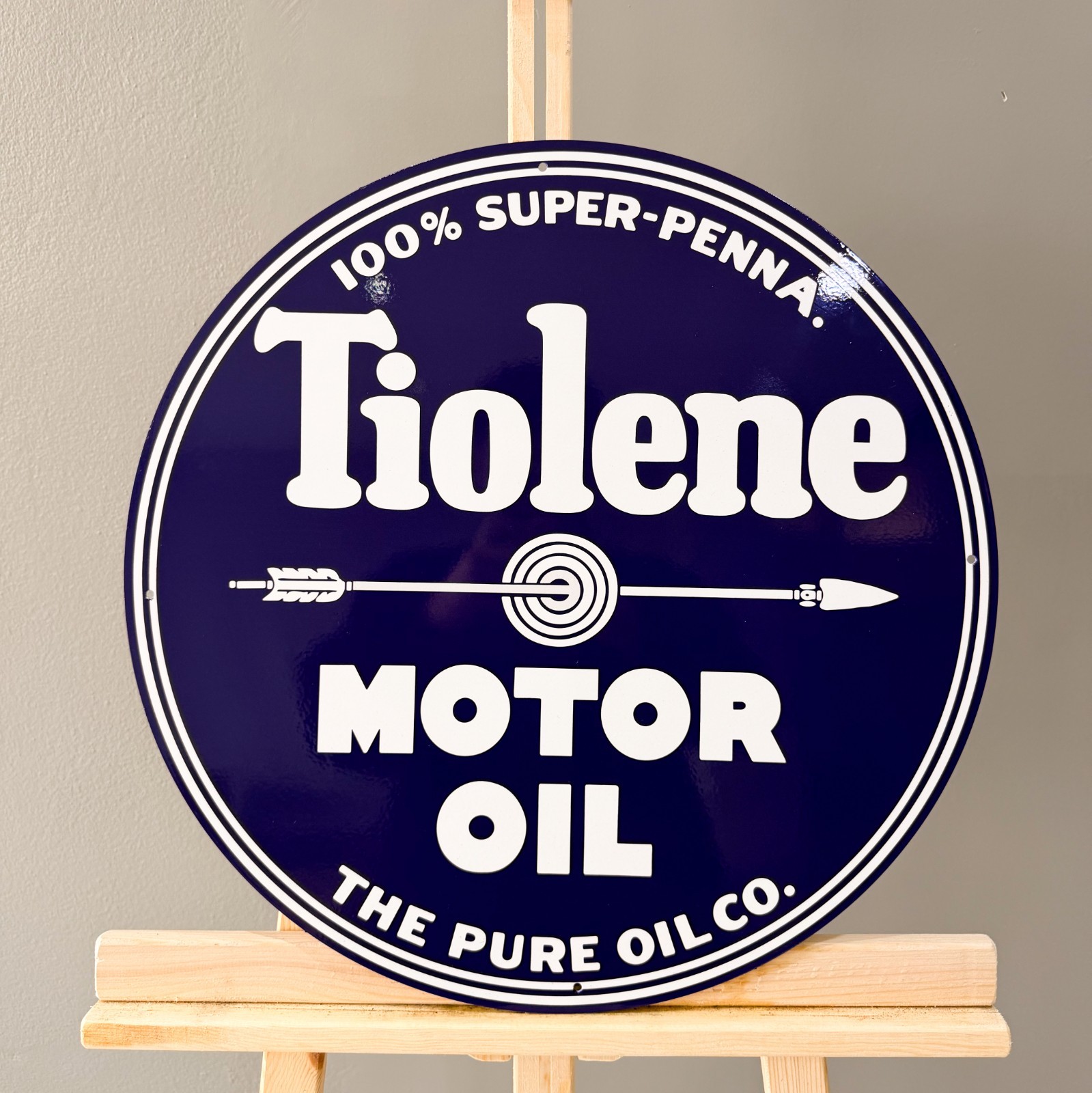 Tiolene Motor Oil Vintage Heavy Metal Sign – Petrol Garage Decor - 50 cm (19.7”)