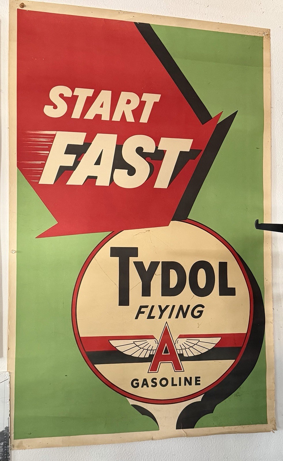 Vintage Tydol Oil Gasoline 28”X44” Poster Flying A Gas Station Ad Sign Vintage Tydol Oil Gasoline 28”X44” Poster Flying A Gas Station Ad Sign