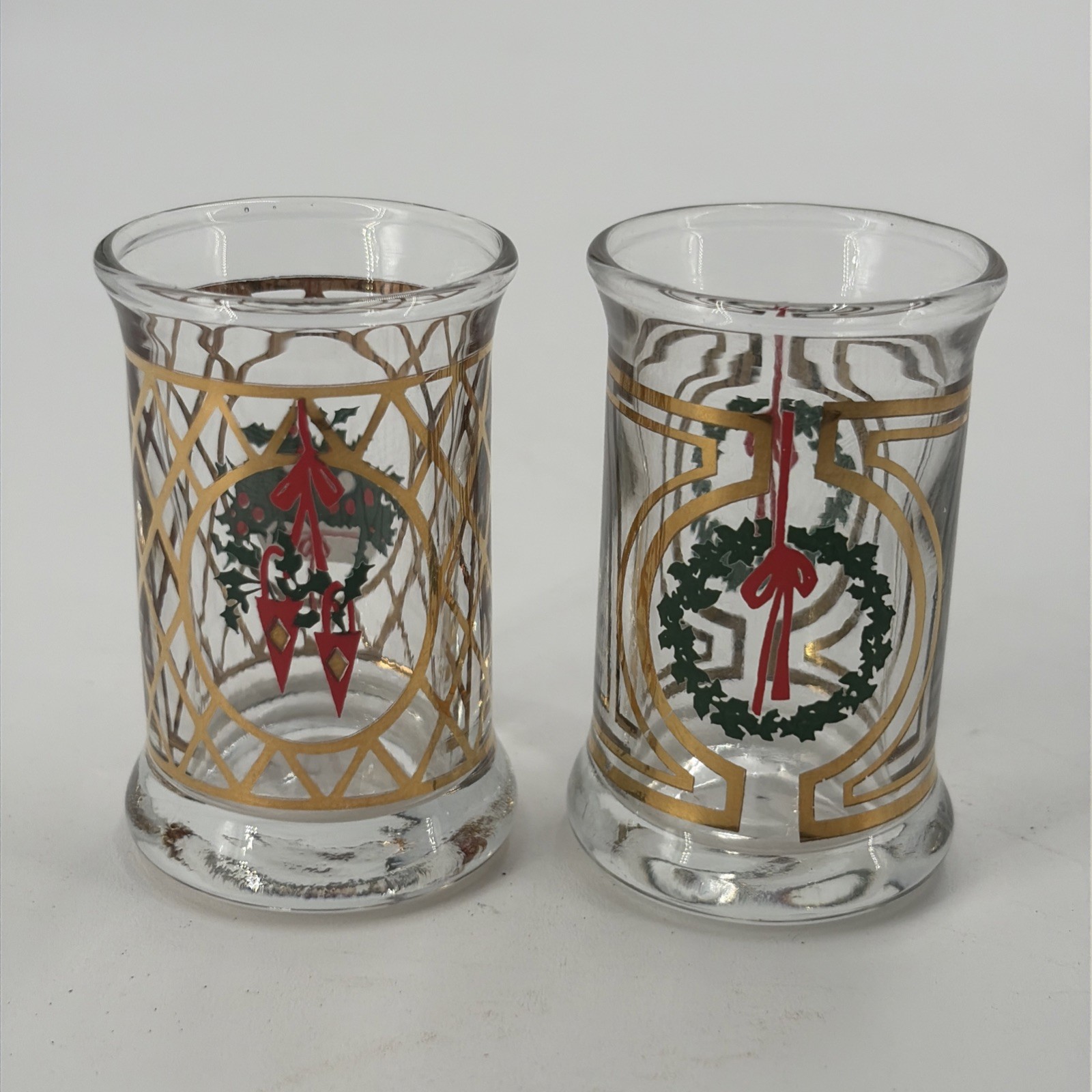 PV09531 Vintage 1989 Holmegaard Crystal CHRISTMAS Juleglas Dram Glasses - 2pcs