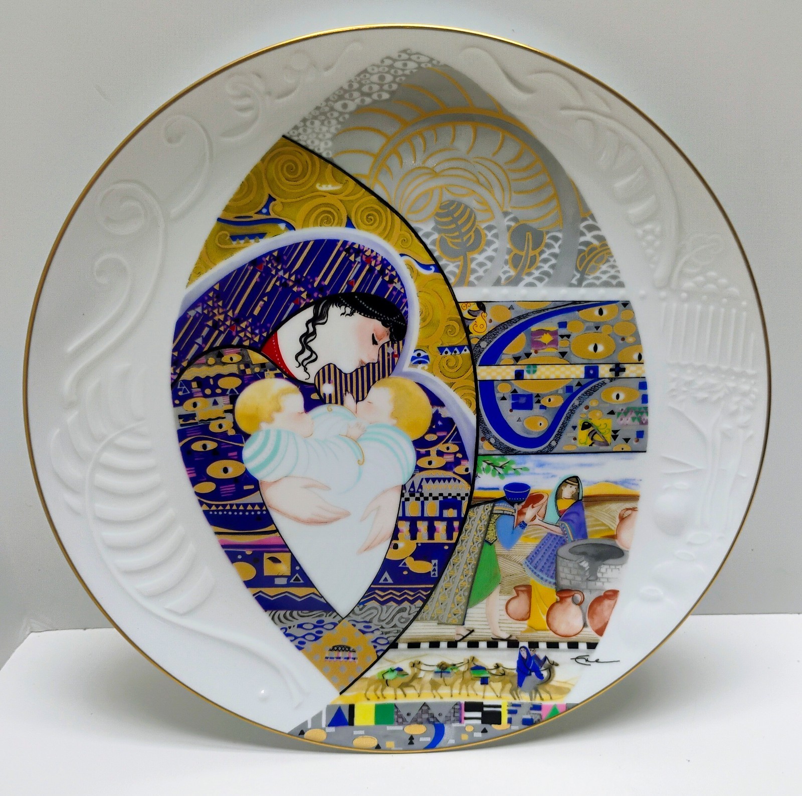 1986 Edwin Knowles Rebekah Jacob & Esau Biblical Mothers Plate Eve Licea COA Box