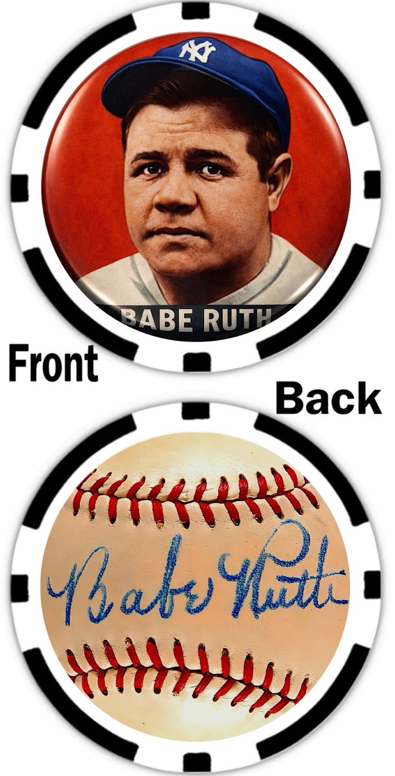 1948 LEAF BABE RUTH - COMMEMORATIVE POKER CHIP - GOLF BALL MARKER ***SIGNED*** 1948 LEAF BABE RUTH - COMMEMORATIVE POKER CHIP - GOLF BALL MARKER ***SIGNED***