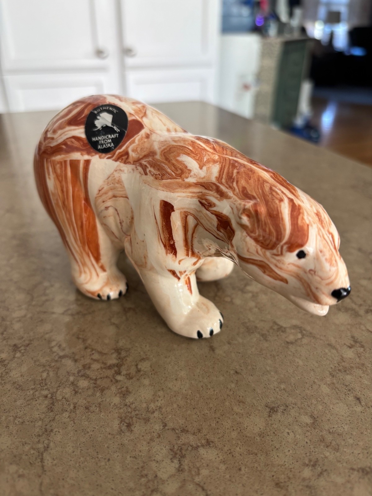 Vintage Authentic Alaskan Polar Bear Ceramic Brown & Tan 3 3/4