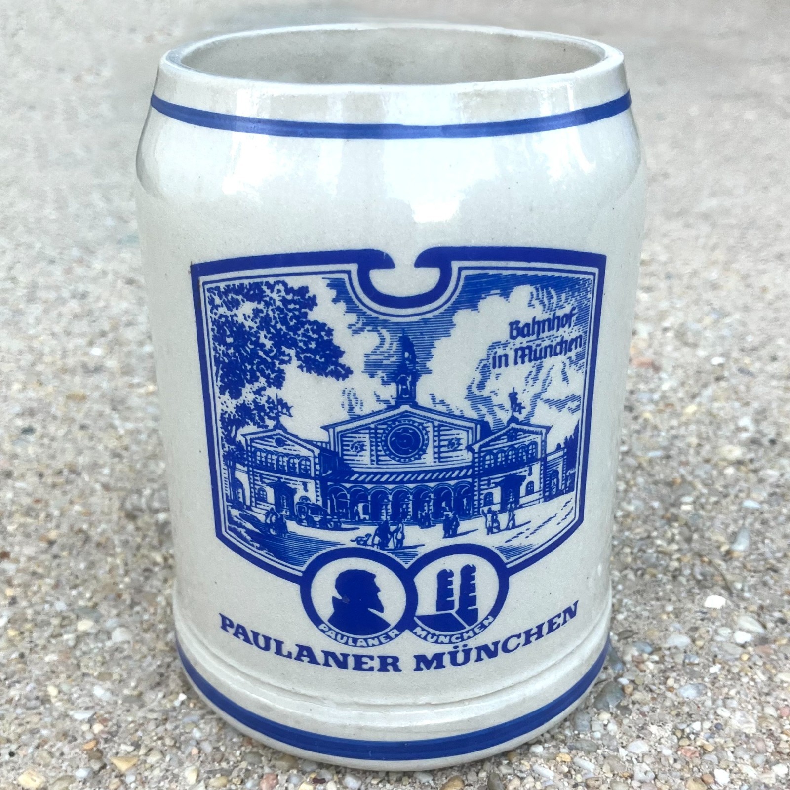 Vintage Paulaner Munchen Bahnhof in Munchen Beer Stein  mug cup West Germany