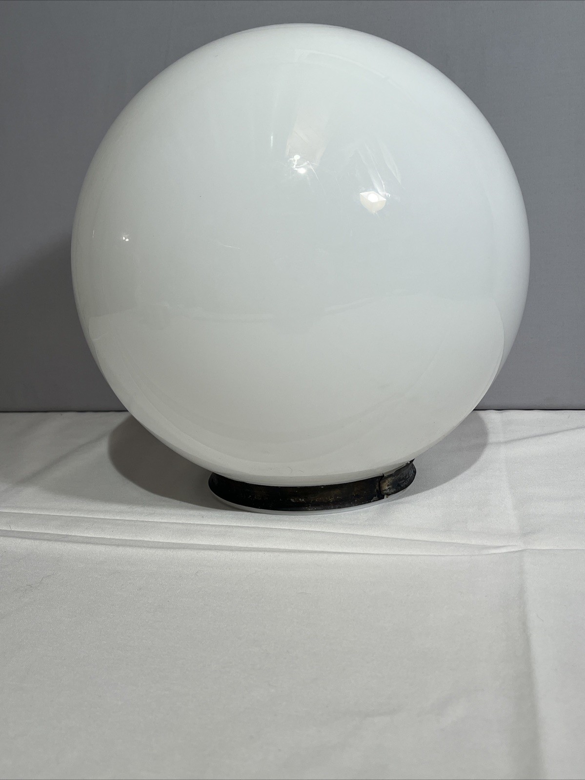 12inch Vintage Monax Milk Glass Globe Lamp Shade Gas Pump W/ Metal Ring No Chips